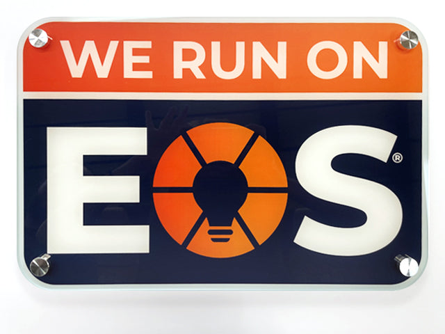 We Run On EOS Acrylic Sign image 0